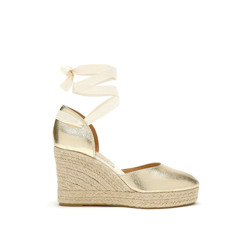 Sofia Espadrille Wedge - Metallic Leather