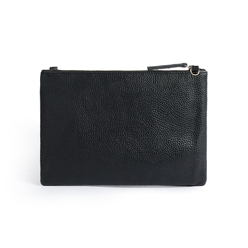 Cara 2.0 - Black Leather Clutch Bag