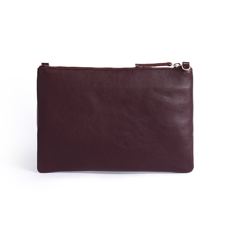 Cara 2.0 - Burgundy Leather Clutch Bag