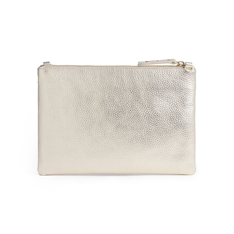 Cara 2.0 - Metallic Leather Clutch Bag