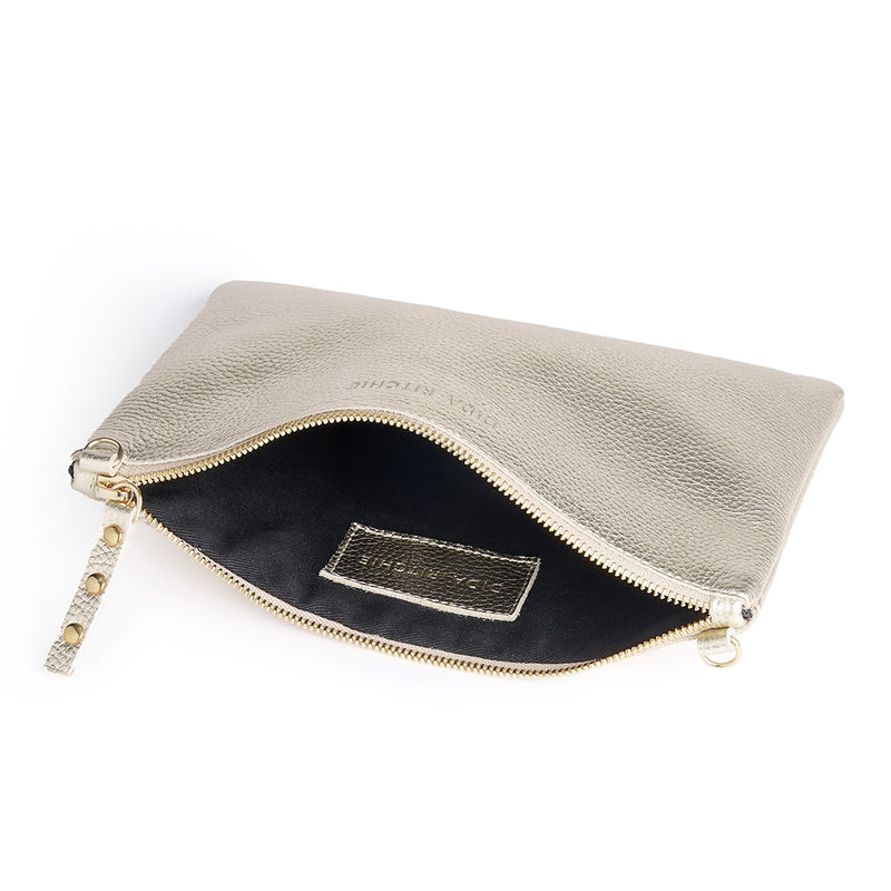 Cara 2.0 - Metallic Leather Clutch Bag