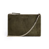 Cara 2.0 - Olive Green Suede Clutch Bag